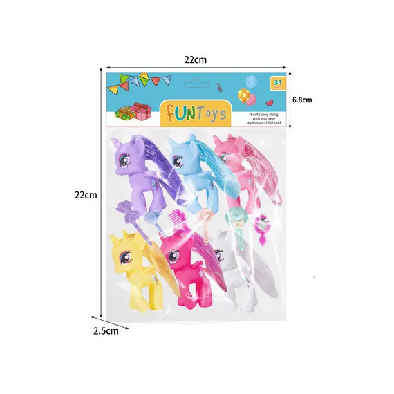 Set 6 Figurine Interactive „Magic Ponies” din Cauciuc Moale, Textură Senzorială și Culori Vibrante