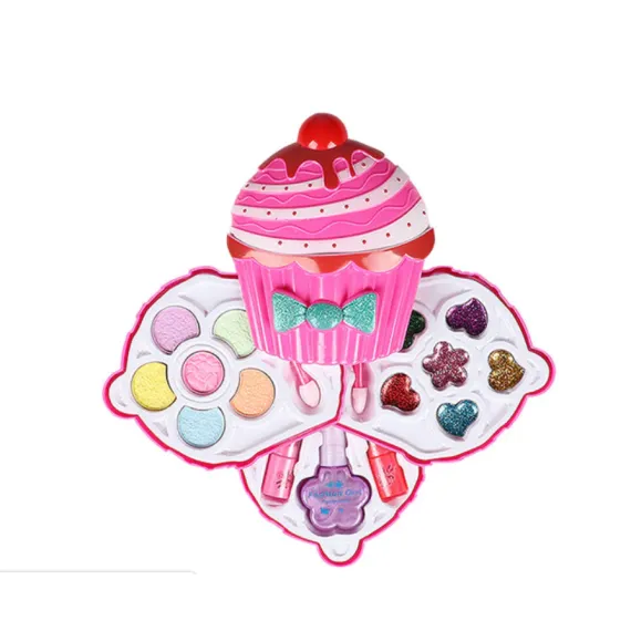 Trusă de Machiaj „Sweet Beauty” – Design în Formă de Prăjitură, Set Multi-Nivel cu Oglindă și Accesorii
