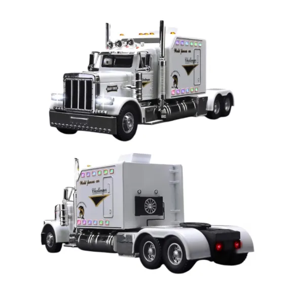 Machetă Metalică TIR American Peterbilt, Lumini și Sunete, 24 cm – Alb