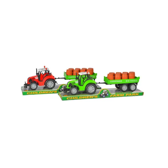 Set Utilaj Agricol „Micul Fermier” – Tractor cu Fricțiune, Remorcă Detașabilă și Butoaie de Transport