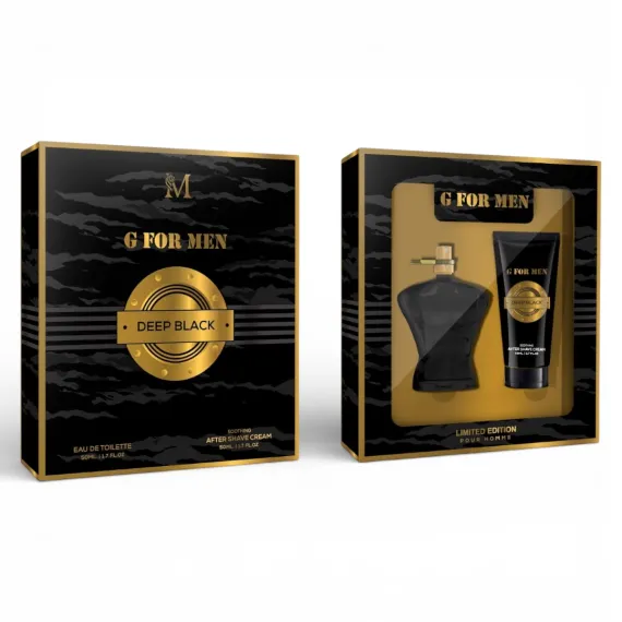 Casetă Cadou Bărbați G FOR MEN DEEP BLACK (Parfum 50 ml + Gel de Duș 50 ml)