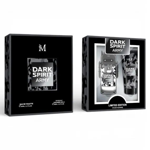 Casetă Cadou Bărbați DARK SPIRIT ARMY (Parfum 50 ml + Gel de Duș 50 ml)