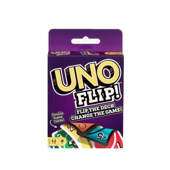 Joc de Cărți UNO Flip! Mattel – Set 112 Cărți cu Două Fețe, Ediție Specială pentru 2-10 Jucători