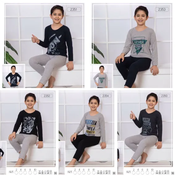 Set Pijamale Băieți, Mânecă Lungă, 2 Modele Mix (2-10 Ani)