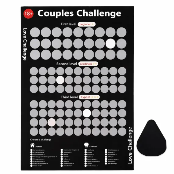 Joc Răzuibil pentru Cupluri Couples Challenge, Model Romantic Scratch Off, Format Poster A3