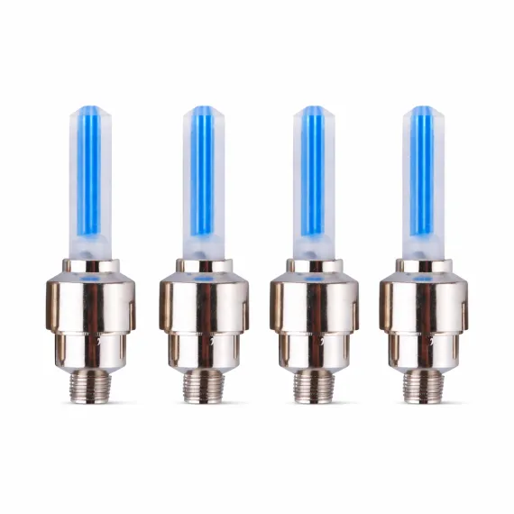 Capace Valve LED Auto Universal, Model Luminos Albastru, Set 4 Bucăți, Compatibil Auto/Moto/Bicicletă