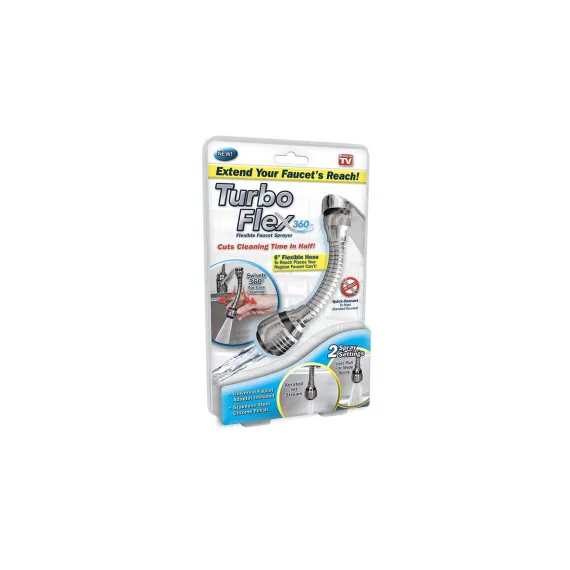 Turbo Flex 360 Faucet Extension – Extensie Flexibilă pentru Baterie cu Cap Pulverizator 360°, Universală 20 cm