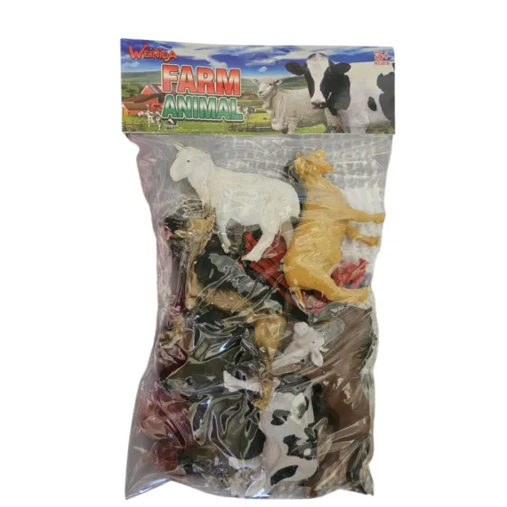 Set Figurine Animale de Fermă pentru Copii, Colecția Farm World, Include Vacă, Cal, Oaie, Capră, Gard și Plante Decorative