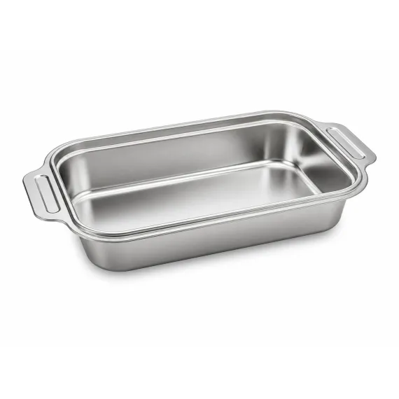Tavă de copt dreptunghiulară din inox, 26.5 x 17.5 x 6 cm, cu mânere laterale