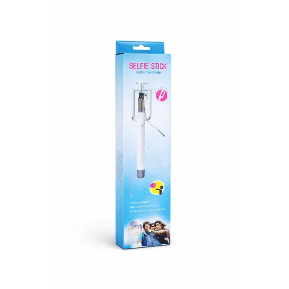 Selfie Stick cu Cablu Integrat, Model Universal Extensibil, Control Declanșare pe Fir, Lungime Reglabilă până la 80 cm