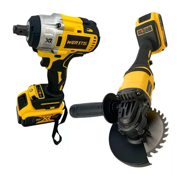 Trusă Werstil – Mașină de înșurubat 320 Nm & Polizor unghiular, 2 acumulatori 48V 5Ah