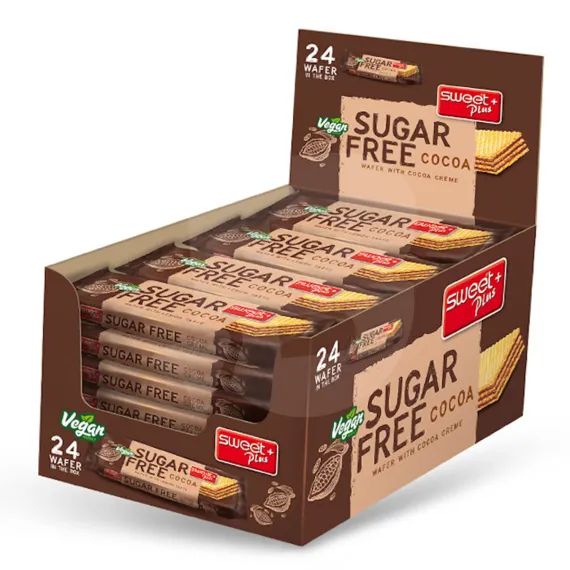 Napolitană Sweet Plus Sugar Free cu cremă de cacao fără zahăr