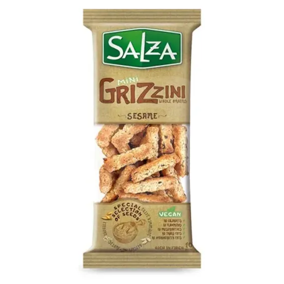 Mini grisine Salza Mini Grizzini Sesame cu făină integrală și susan, 180g