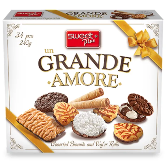 Cutie cu biscuiți și napolitane asortate Sweet Plus Un Grande Amore, 240g