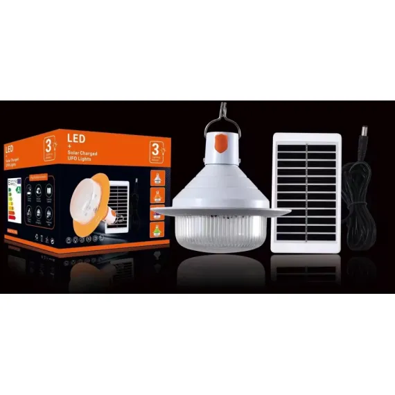 Lampa Solară de Camping UFO Portabilă cu Panou Detașabil, Mov