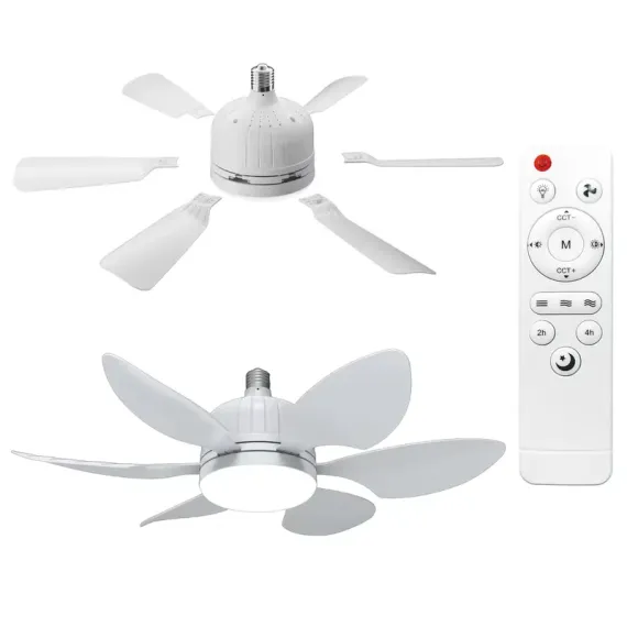 Ventilator de tavan inteligent cu lumină LED și telecomandă, E27, 52 cm