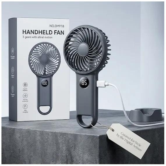 Ventilator Handheld Inteligent SM918 cu Afișaj Digital