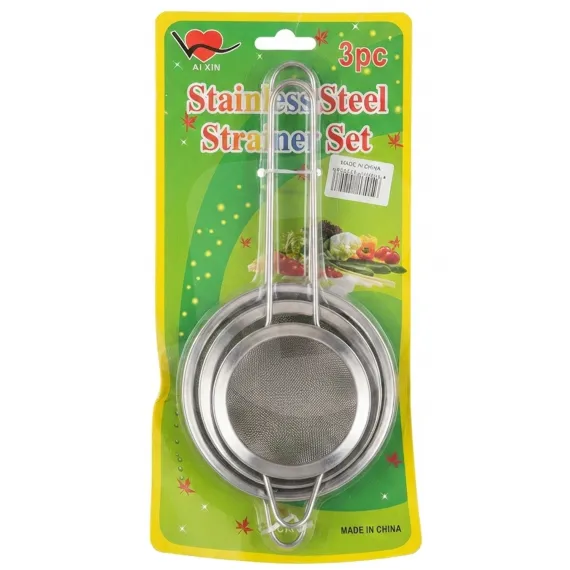 Set de 3 Strecurători din Oțel Inoxidabil, 12 cm, 14 cm și 16 cm