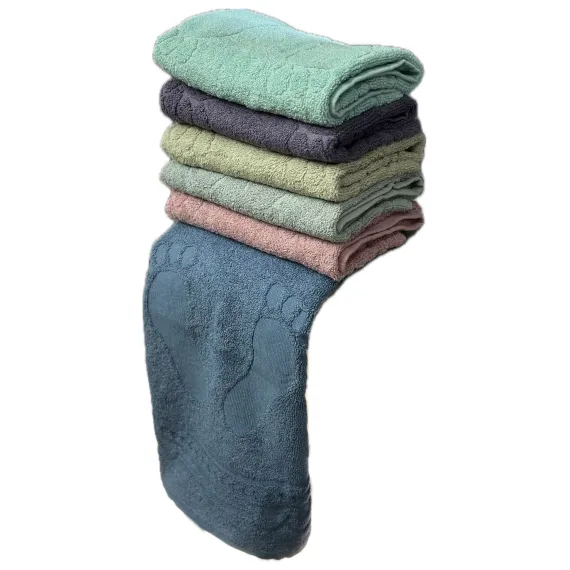 Set 6 prosoape pentru picioare din bumbac 100% cu model contur tălpi 50x70 cm