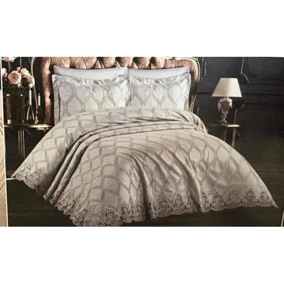 Set pike premium cu cuvertură și dantelă ELA Gri, 3 piese