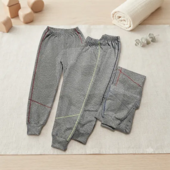 Set 4 Mărimi Pantaloni Trening Copii din Bumbac Color Mărimi 22-24