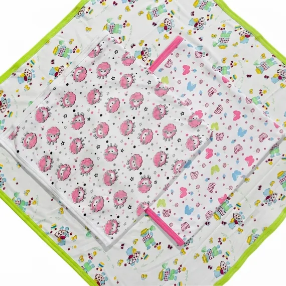 Set 5 Pături din Bumbac Dublu cu Imprimeuri pentru Copii 80x80 cm