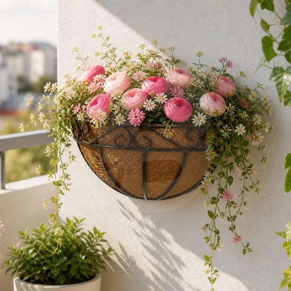 Coș Decorativ de Perete pentru Flori Semicerc 20x14 cm