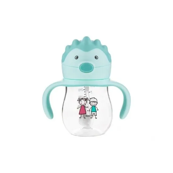 Căniță Mint din Tritan, 250 ml, cu pai cu greutate și capac cu buton