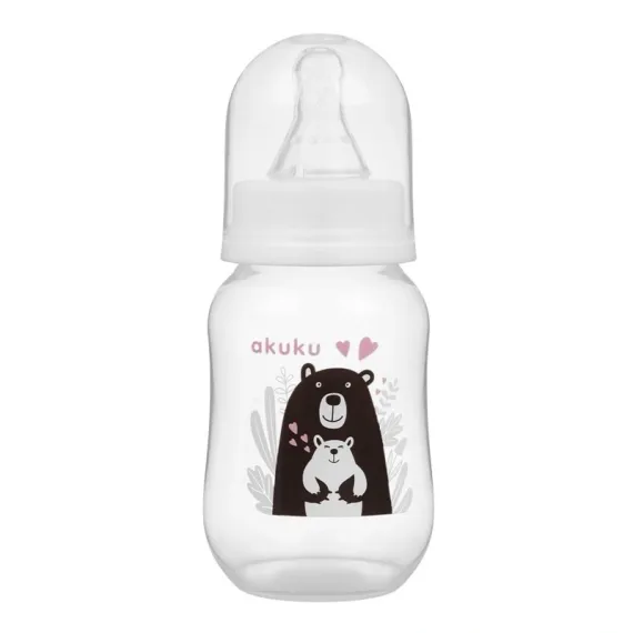 Biberon din polipropilenă, 125 ml, cu gât îngust, 0 luni+, A0004