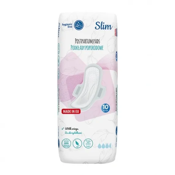 Absorbante postnatale Slim cu aripioare, 28 × 9 cm, 10 bucăți