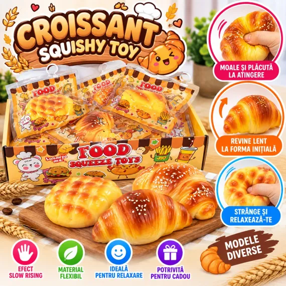 Jucărie Squishy Patiserie, Antistres Slow Rising, Moale și Pufoasă, Aspect Realist, Modele Diverse
