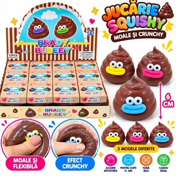 Jucărie Squishy Crunchy, Moale și Flexibilă, Model Amuzant, 6 cm