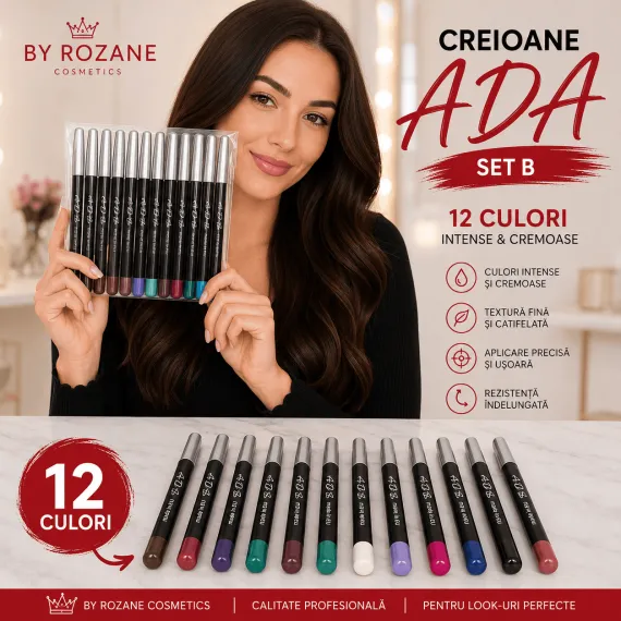 Creioane dermatograf ADA Set B, 12 bucăți, pentru buze și ochi