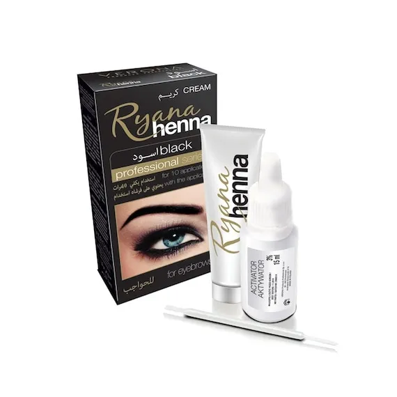 Vopsea cremă pentru sprâncene Henna negru RYANA Polonia - kit profesional pentru uz acasă sau salon