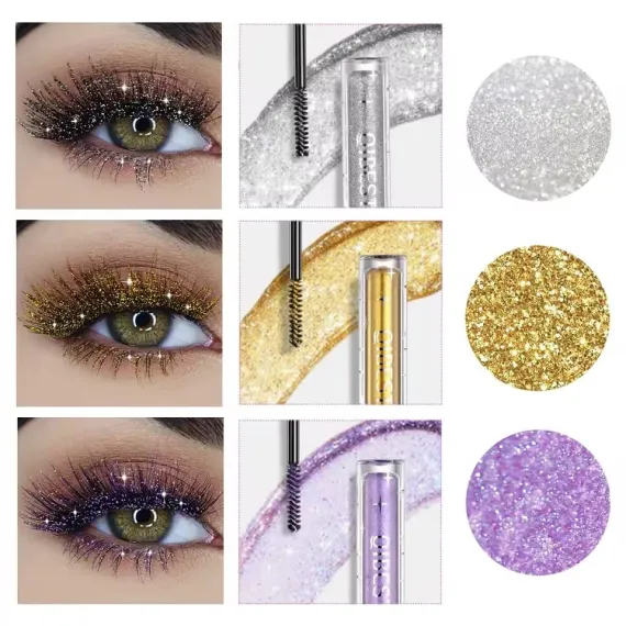 Rimel glitter QIBest colorat pentru machiaj artistic gene stralucitoare