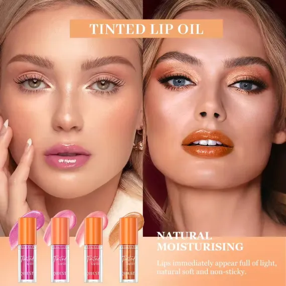 Ulei de buze QIBEST Tinted Lip Oil 2411S - luciu hrănitor cu tentă colorată