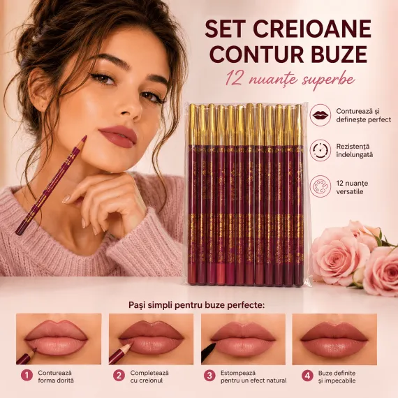 Set Creioane Contur Buze 12 Nuanțe 12/SET