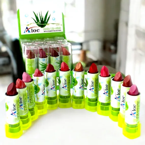 Ruj solid cu Aloe Vera - Hidratare + culoare într-un singur produs Set de 12 bucăți