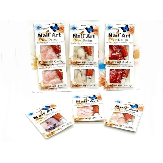Unghii false cod R67 set 12 pachetele modele colorate cu lipici inclus