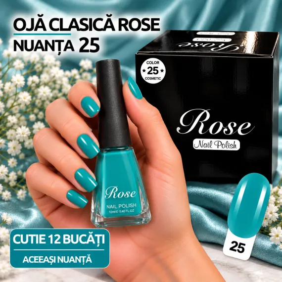 Ojă clasică Rose 12 ml - Nuanța 25 - Set 12 bucăți