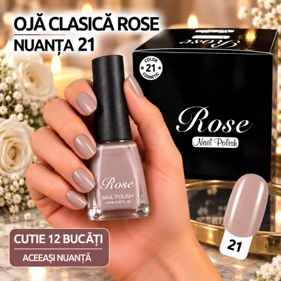 Ojă clasică Rose 12 ml - Nuanța 21 - Set 12 bucăți