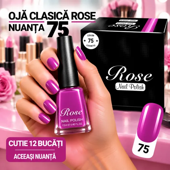 Ojă Clasică Rose - Nuanța 75 - Cutie 12 Bucăți