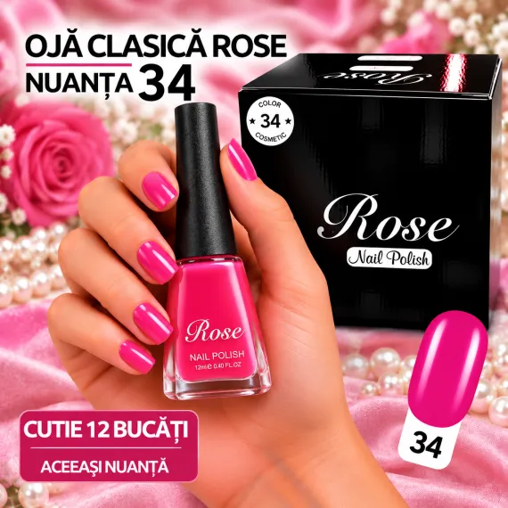 Ojă Clasică Rose - Nuanța 34 - Cutie 12 Bucăți
