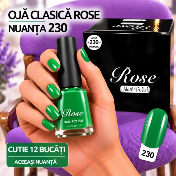 Ojă clasică Rose 12 ml - Nuanța 230 - Set 12 bucăți