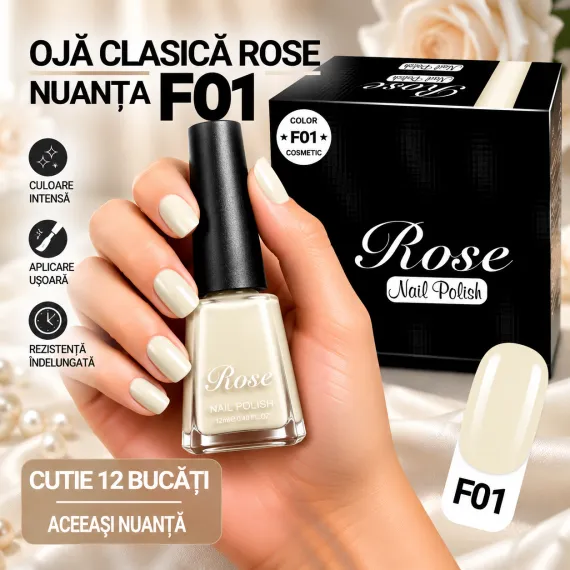 Ojă Clasică Rose - Nuanța F01 - Cutie 12 Bucăți