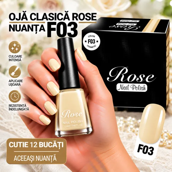 Ojă Clasică Rose - Nuanța F03 - Cutie 12 Bucăți