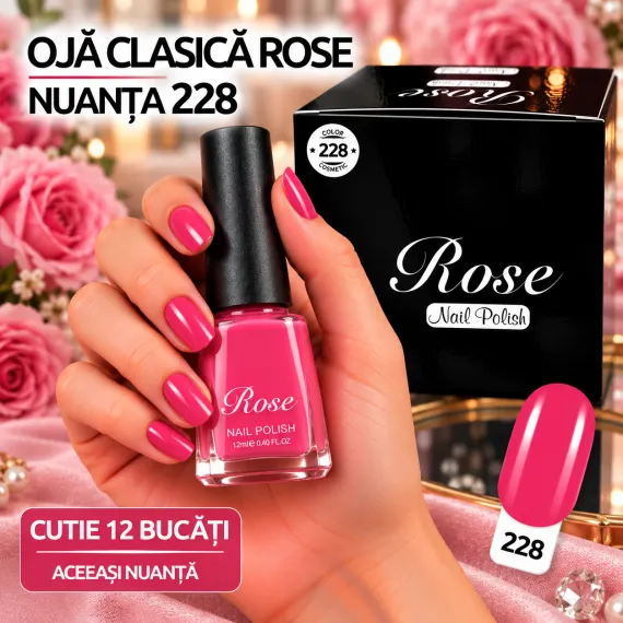 Ojă clasică Rose 12 ml - Nuanța 228 - Set 12 bucăți