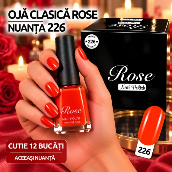 Ojă clasică Rose 12 ml - Nuanța 226 - Set 12 bucăți
