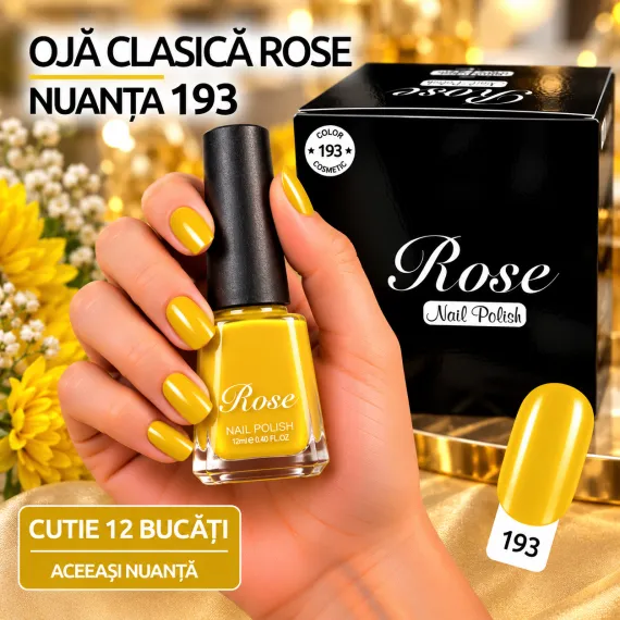 Ojă clasică Rose 12 ml - Nuanța 193 - Set 12 bucăți
