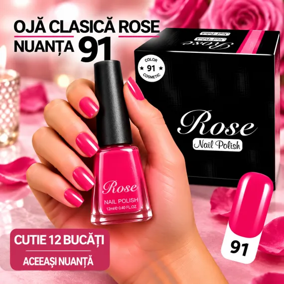 Ojă Clasică Rose - Nuanța 91 - Cutie 12 Bucăți